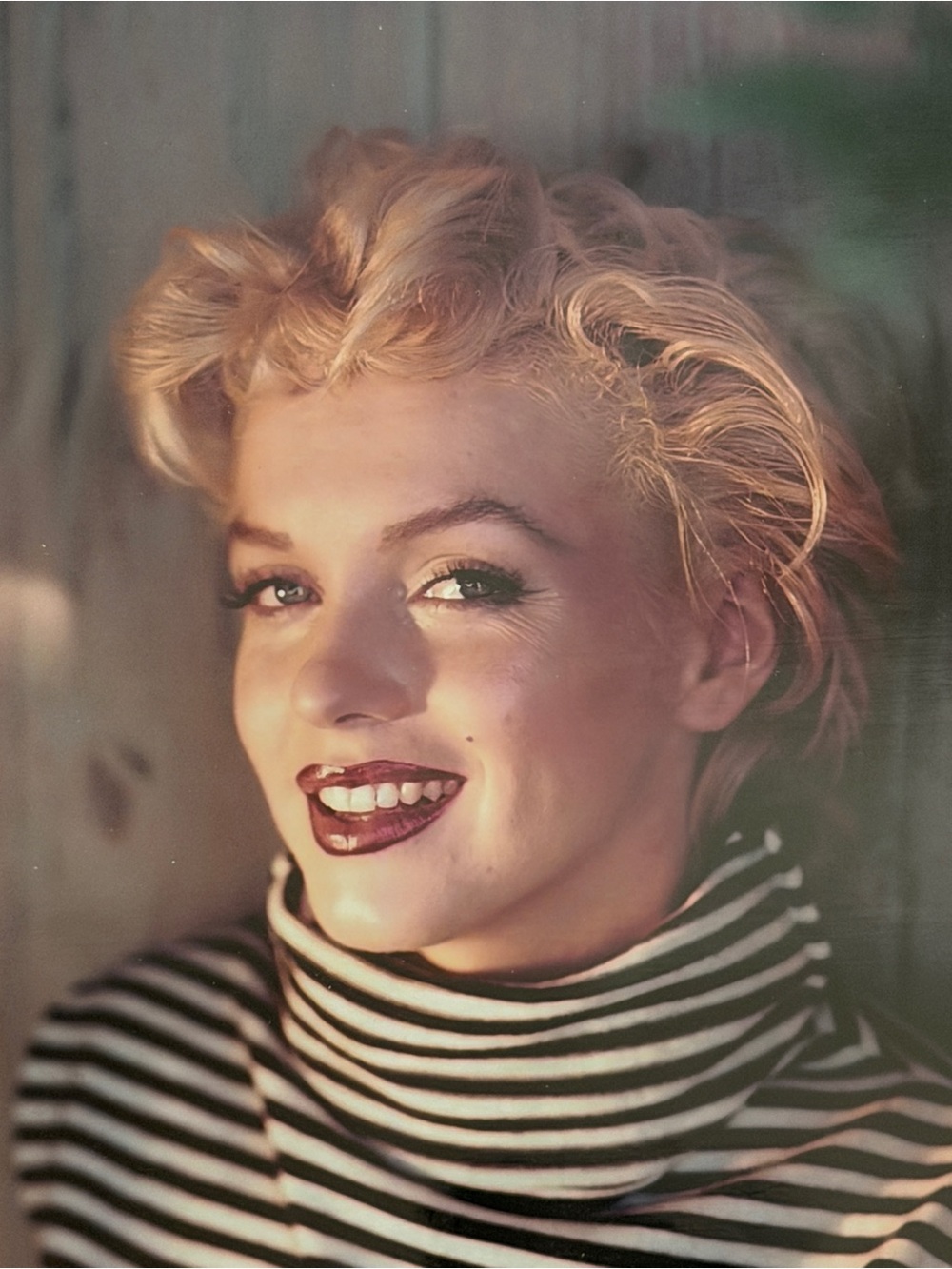 Marilyn Monroe 8x10 Colored Photo Striped Dress